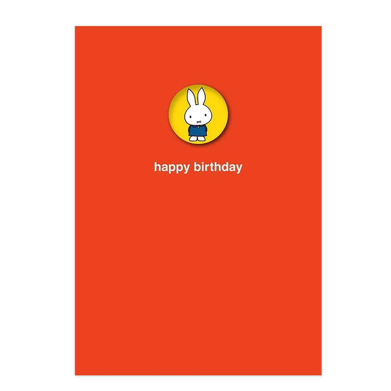 Miffy Happy Birthday Button Badge Greetings Card by Dick Bruna for Hype Card