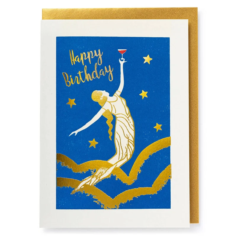 Celestial Happy Birthday Greetings Card by Archivist Gallery