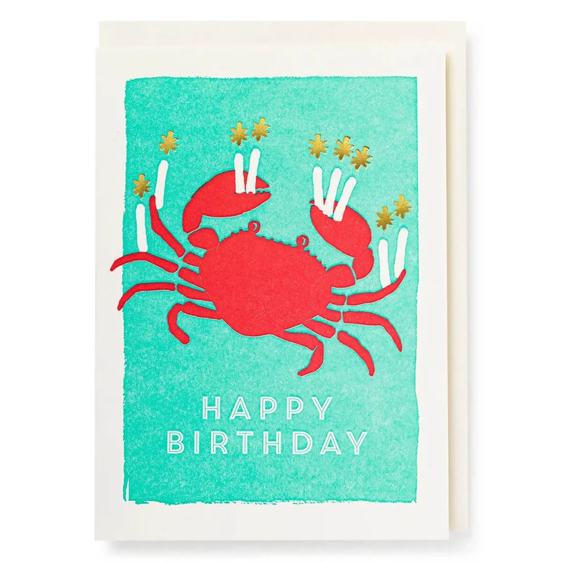 Birthday Crab Greetings Card by Archivist Gallery