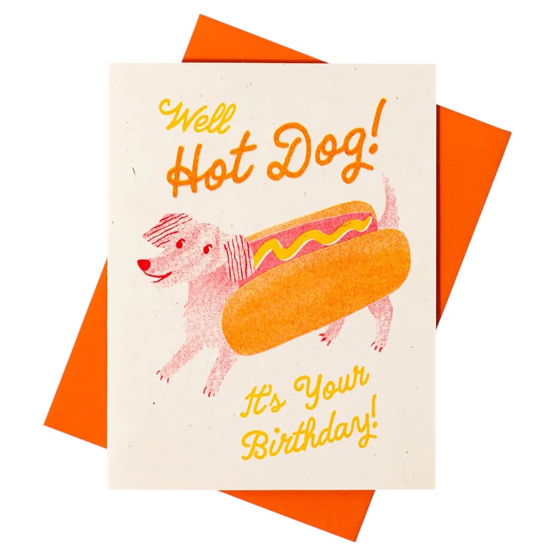 Hot Dog Birthday Greetings Card by Bromstad Printing Co.