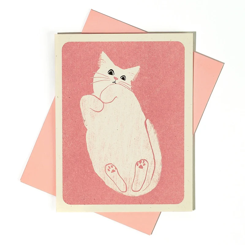 Cat On Glass Greetings Card by Bromstad Printing Co.