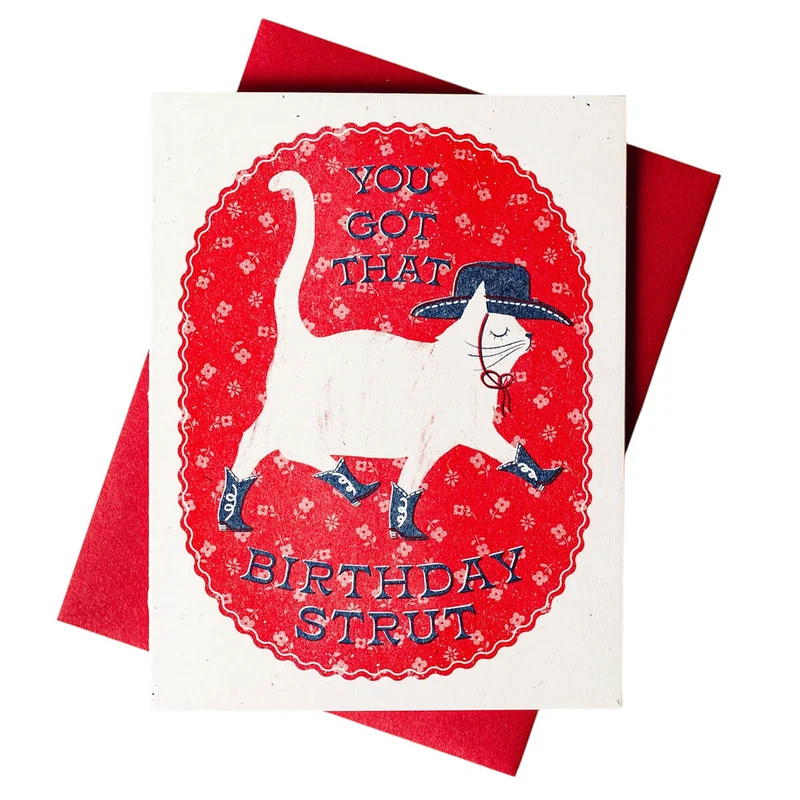 Birthday Strut Greetings Card by Bromstad Printing Co.