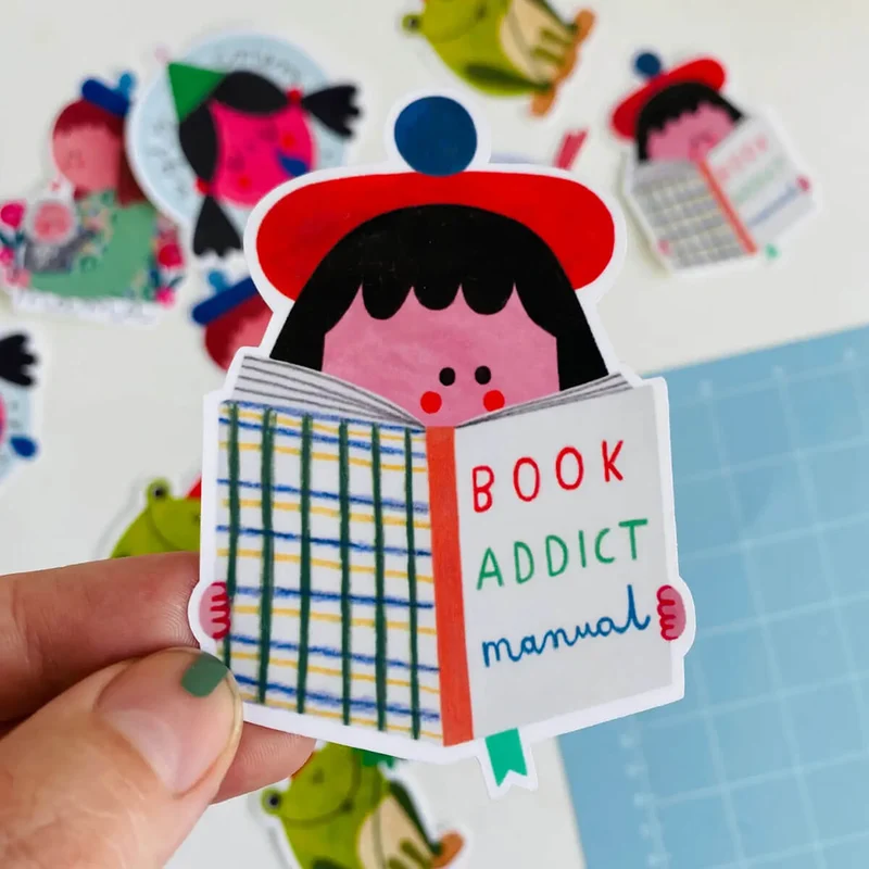 Book Addict Sticker by Daria Solak Illustrations