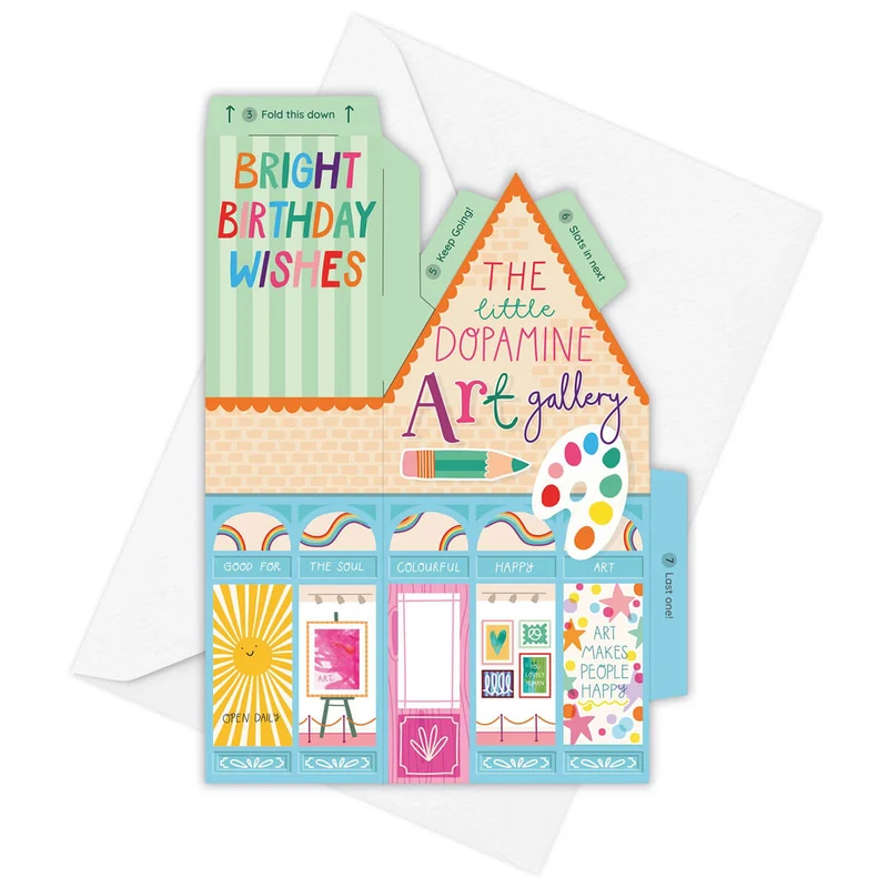 Dopamine Art Gallery 3D Greetings Card by Two For Joy Illustration