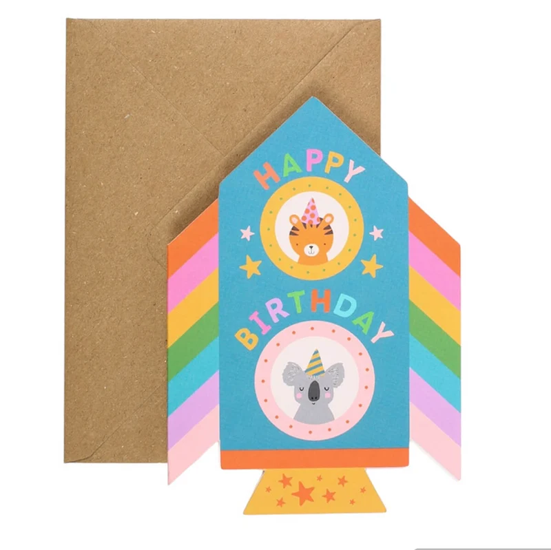 Rocket Greetings Card by Mifkins