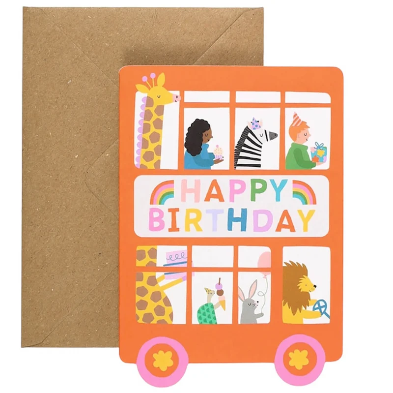 Birthday Bus Greetings Card by Mifkins