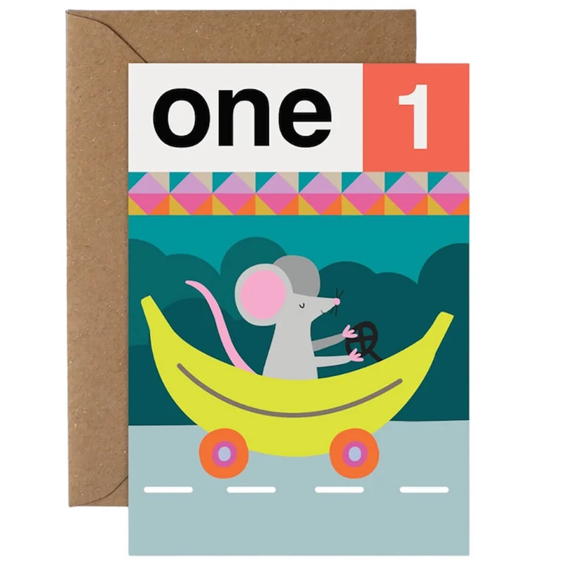 Age 1 Mouse Greetings Card by Mifkins