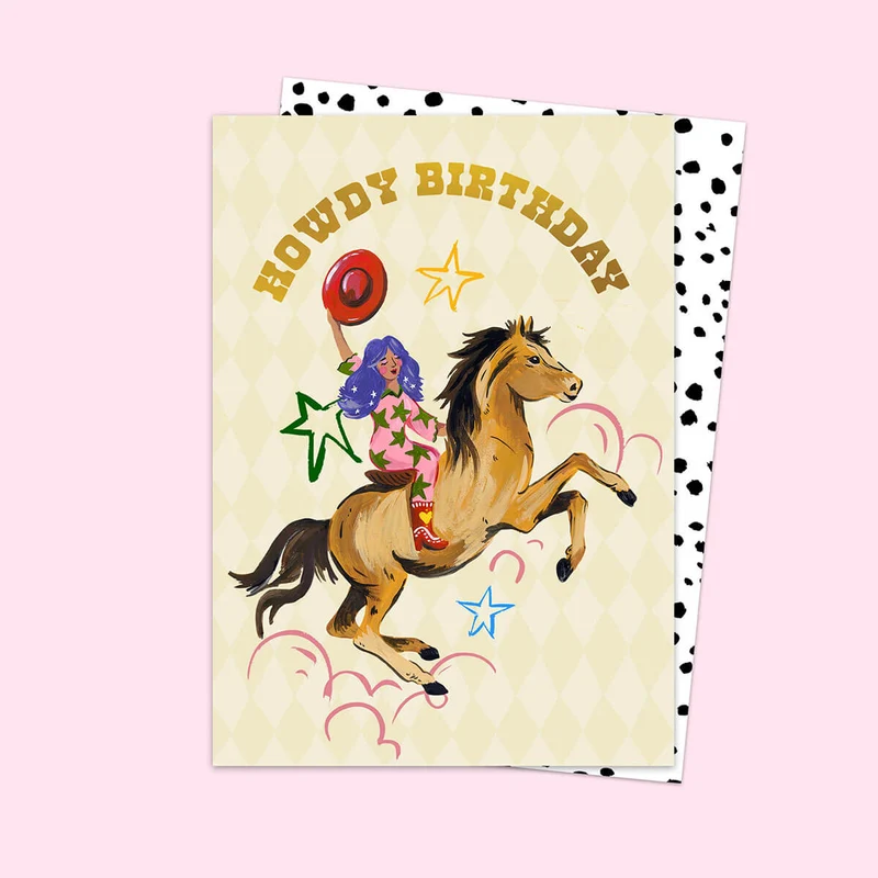 Howdy Birthday Greetings Card by Eleanor Bowmer