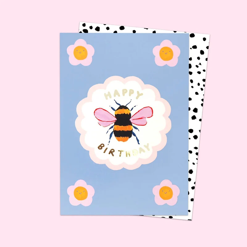 Happy Birthday Bee Greetings Card by Eleanor Bowmer