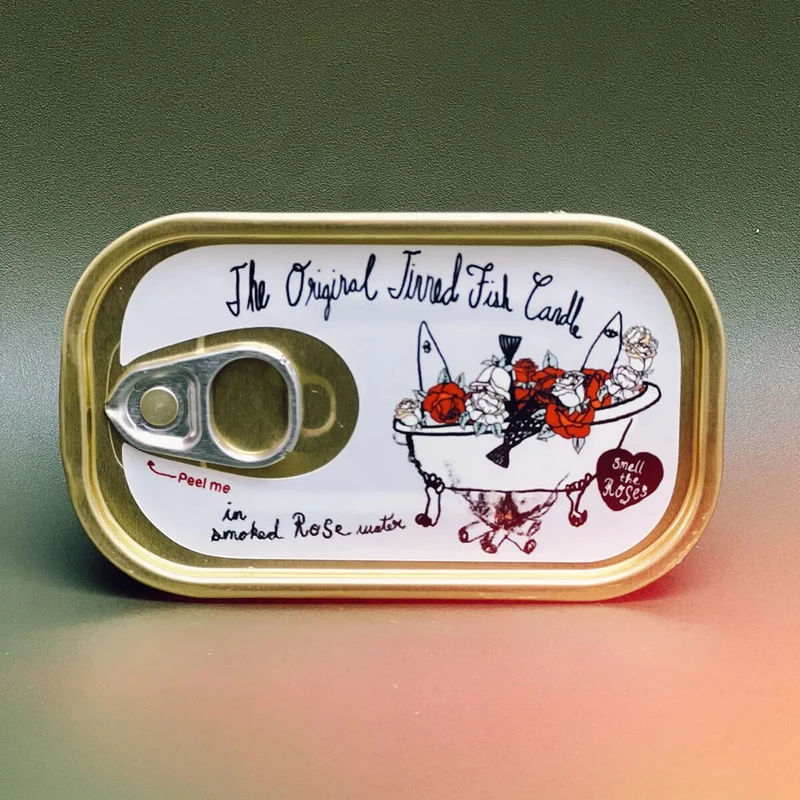 Smoked Rose Water Tinned Fish Candle by Tinned Candle