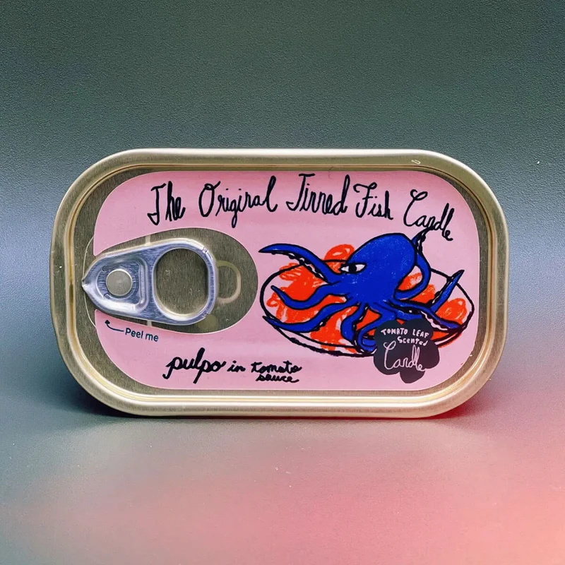 Pulpo in Tomato Sauce Tinned Fish Candle by Tinned Candle