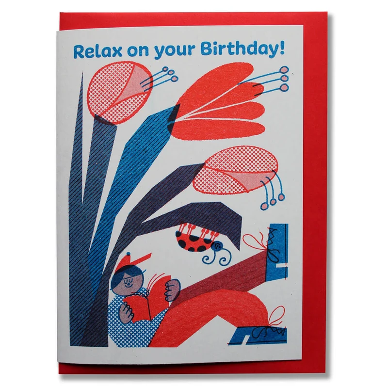 Relax On Your Birthday Greetings Card by Rebecca Buchanan