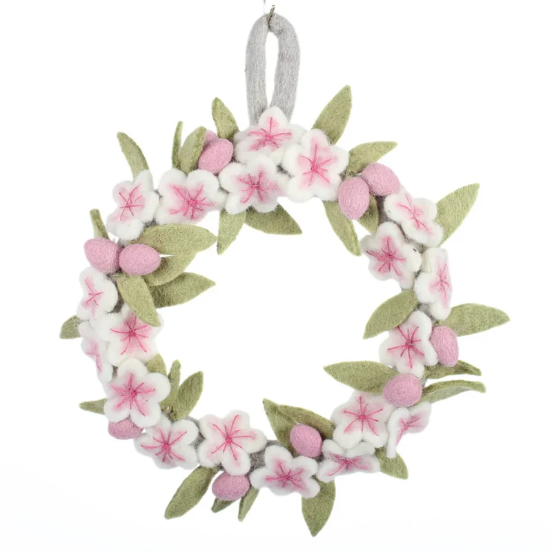 Cherry Blossom Wreath Hanging Decoration by Amica