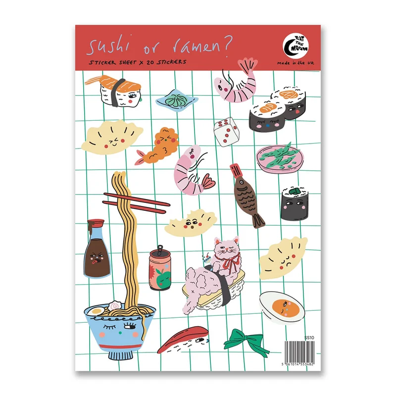 Sushi or Ramen? A6 Sticker Sheet by Eat The Moon