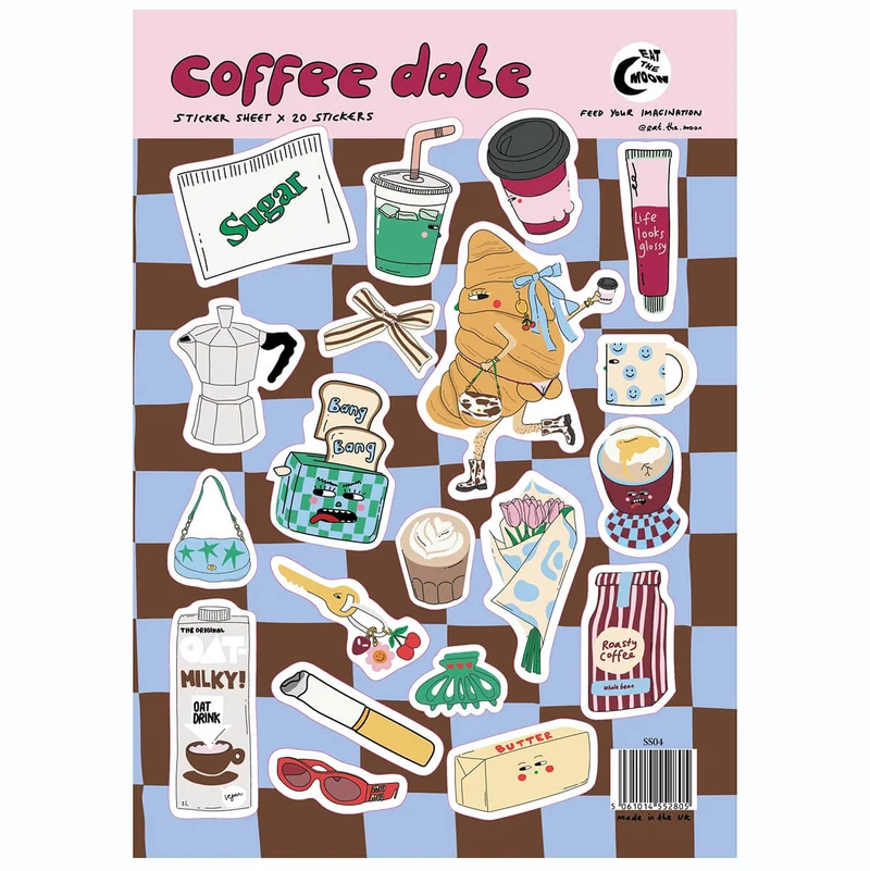 Coffee Dates A5 Sticker Sheet by Eat The Moon