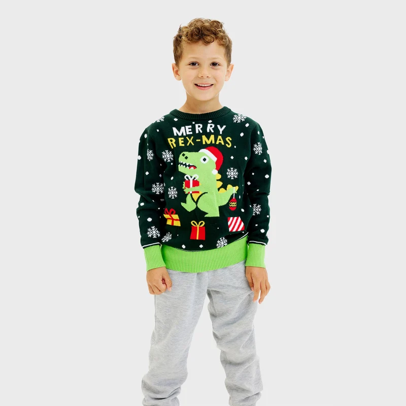 Søde dino julesweater - Barn.