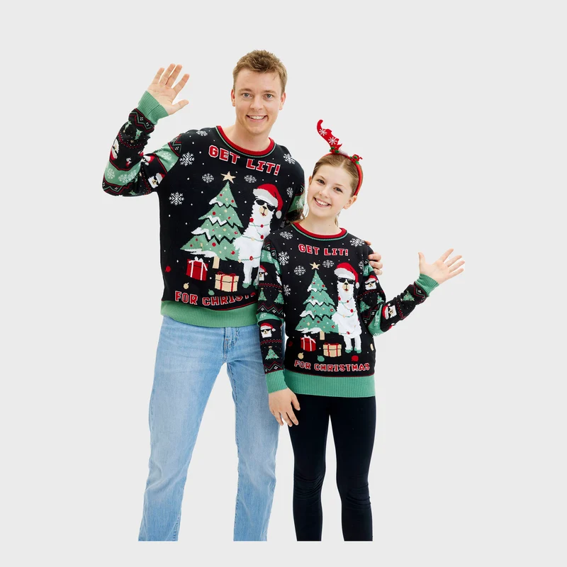 Get Lit Llama Christmas Sweater - Herre