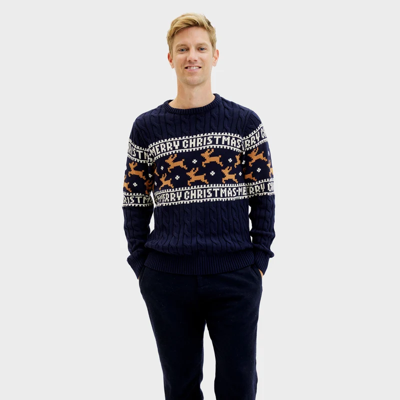 Den Elegante Julesweater Blå - Herre.