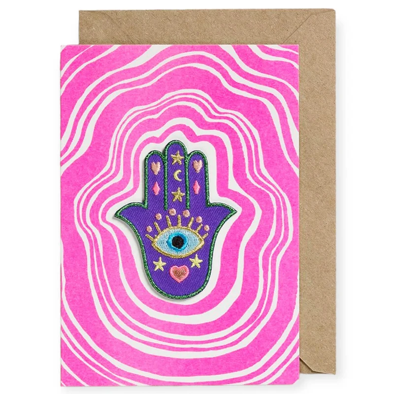 Lucky Hand Iron On Patch Greetings Card by Petra Boase