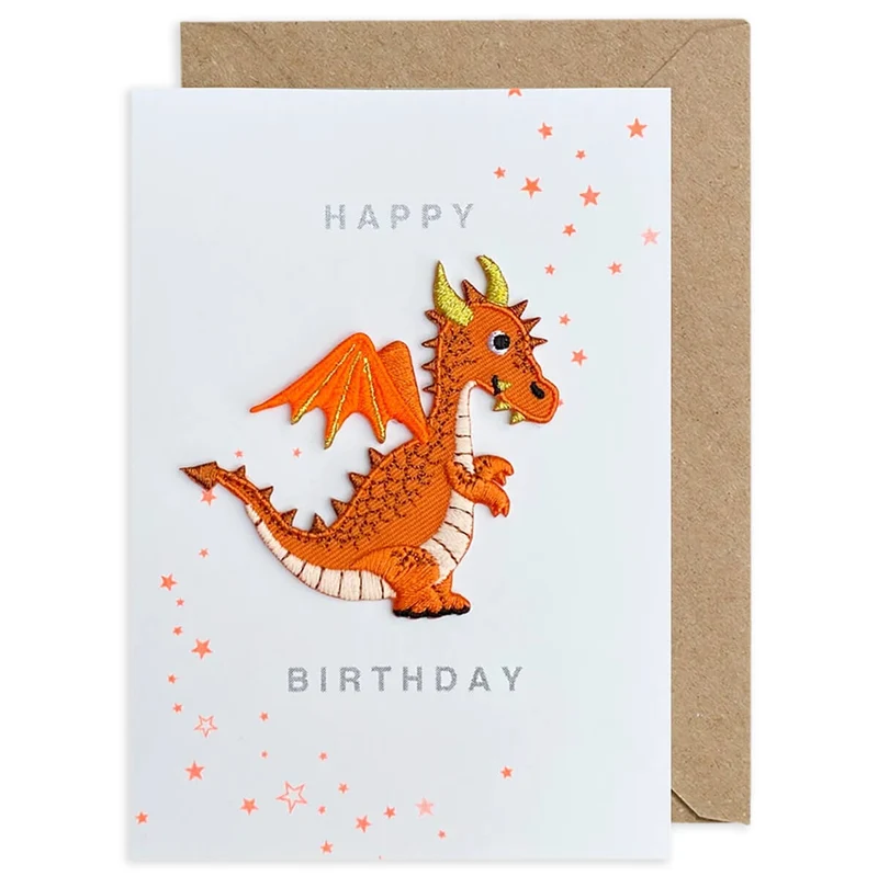 Dragon Iron On Patch Greetings Card by Petra Boase