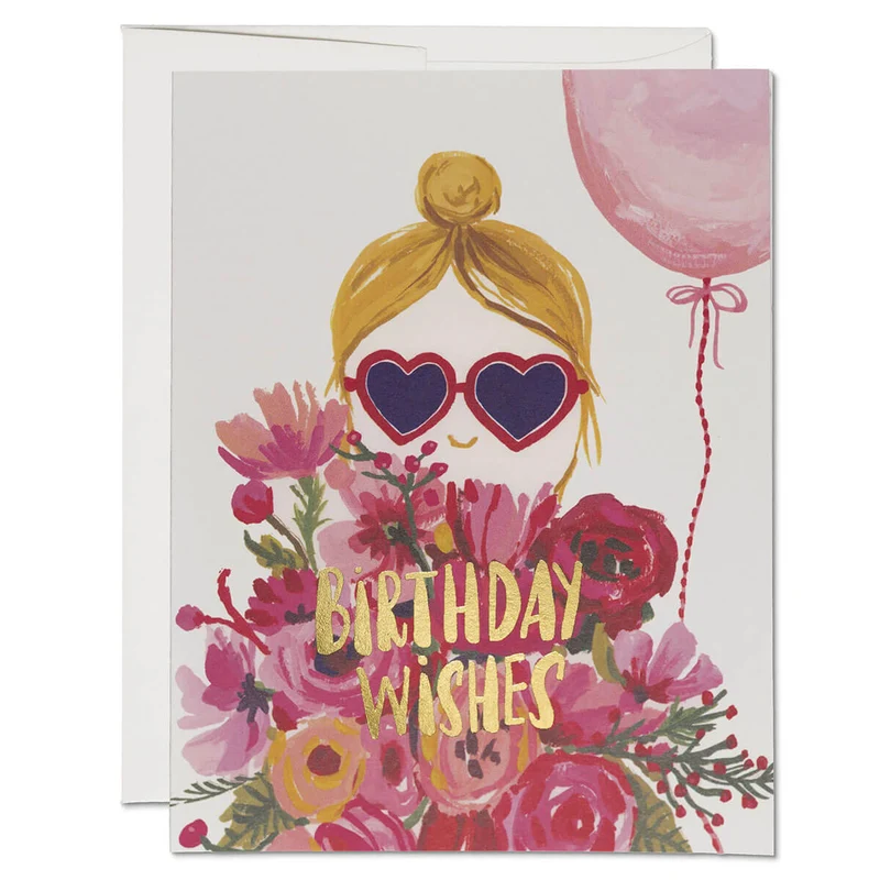 Heart Shaped Glasses Birthday Greetings Card by Red Cap Cards