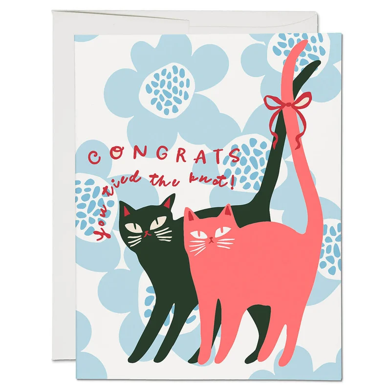 Tied Knot Cats Greetings Card by Red Cap Cards