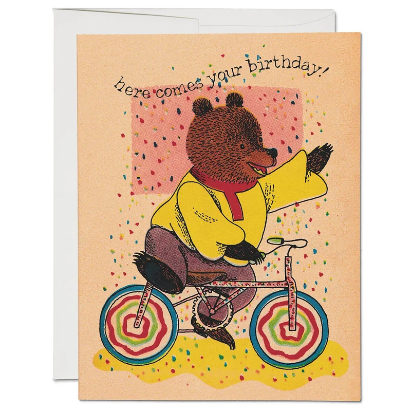 Cycling Bear Birthday Greetings Card by Red Cap Cards