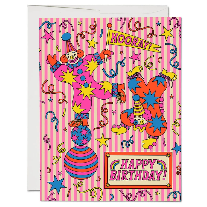 Clowns Birthday Greetings Card by Red Cap Cards
