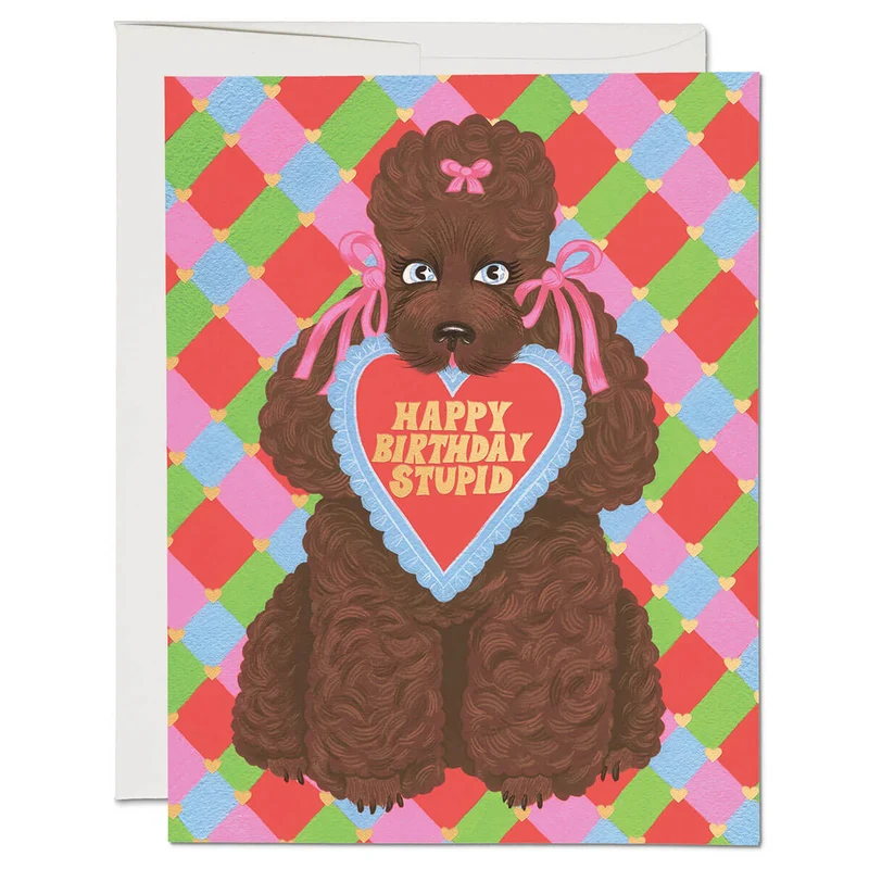 Birthday Poodle Greetings Card by Red Cap Cards
