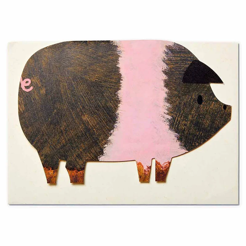 Striped Pig Greetings Card by Mortlake Papers