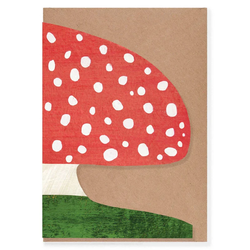 Red Mushroom Shaped Greetings Card by Mortlake Papers