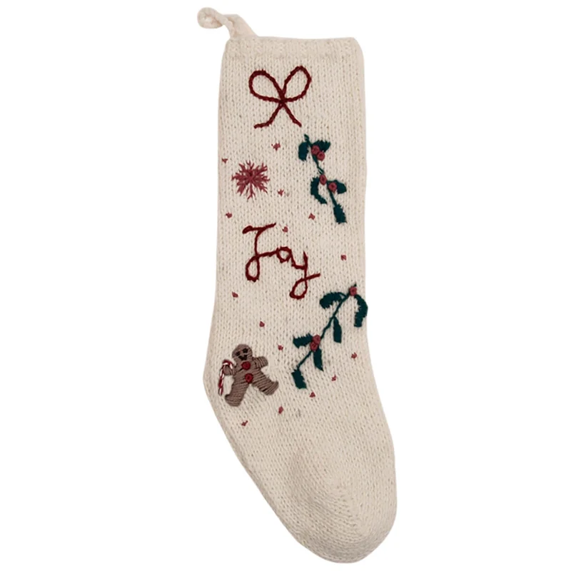 Gingerbread Knitted Christmas Stocking in Cream White by Shirley Bredal