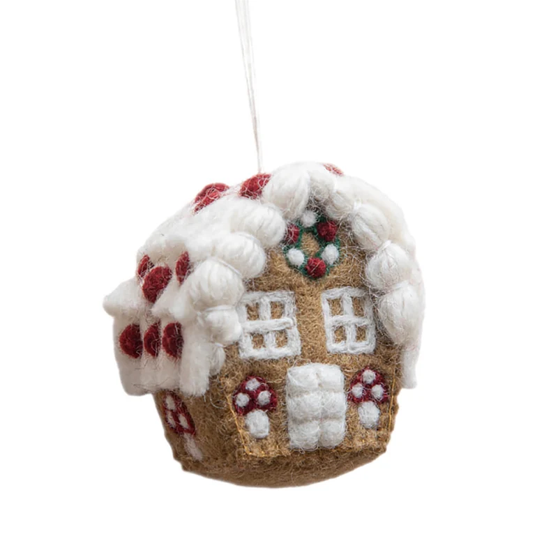 Gingerbread House With Mushroom Christmas Decoration by Shirley Bredal