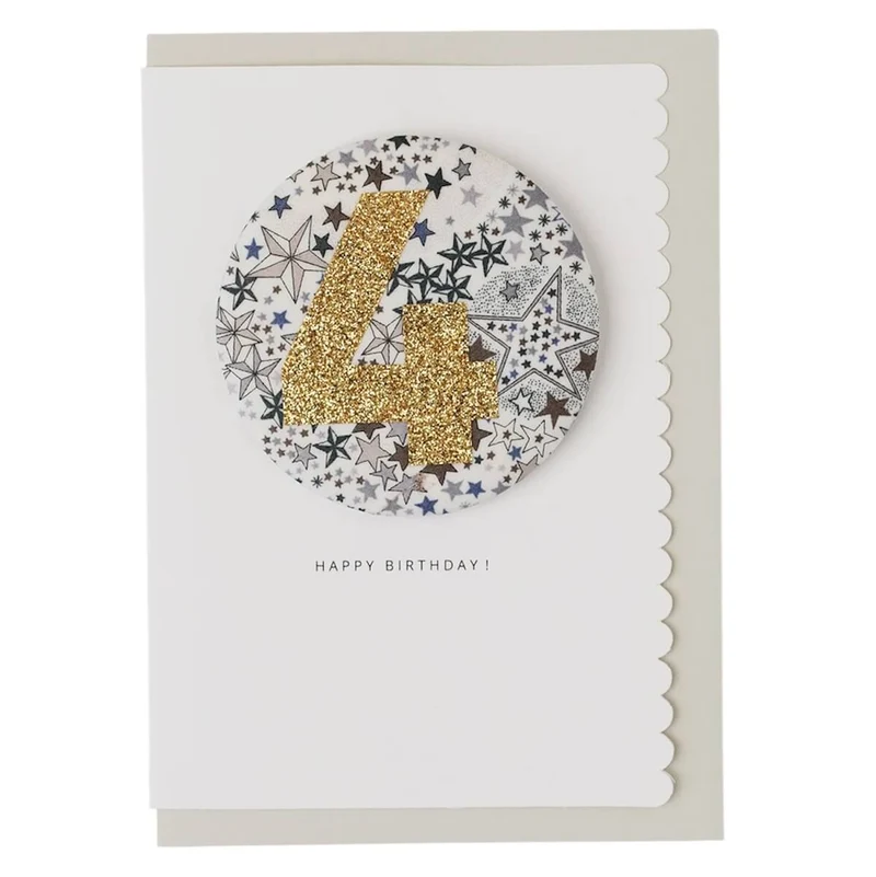 Age 4 Badge Greetings Card in Adelajda's Wish Liberty Print by The Charming Press