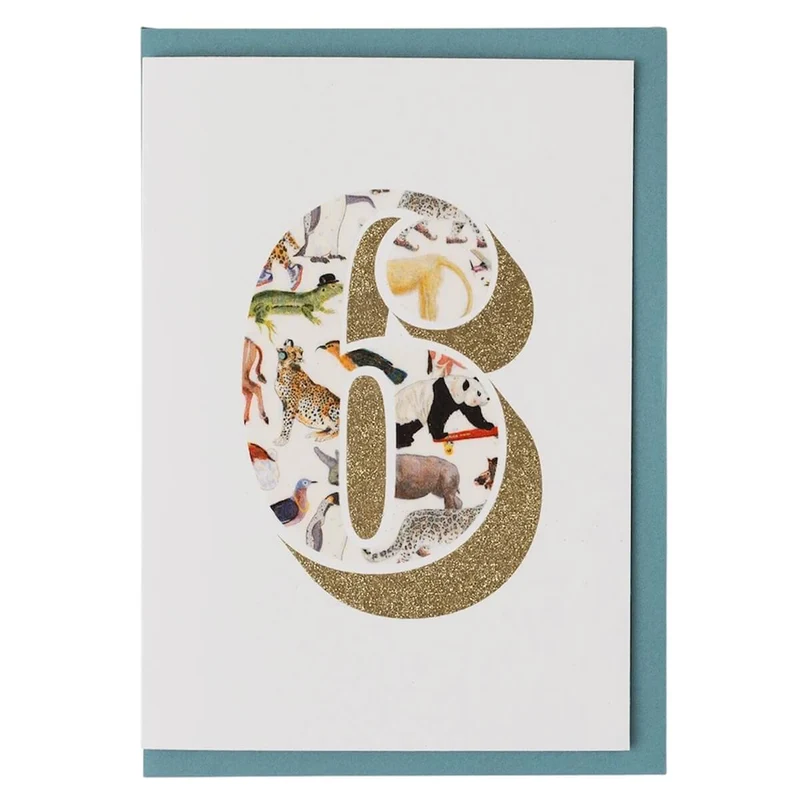 Age 6 Greetings Card in Queue For The Zoo Liberty Print by The Charming Press