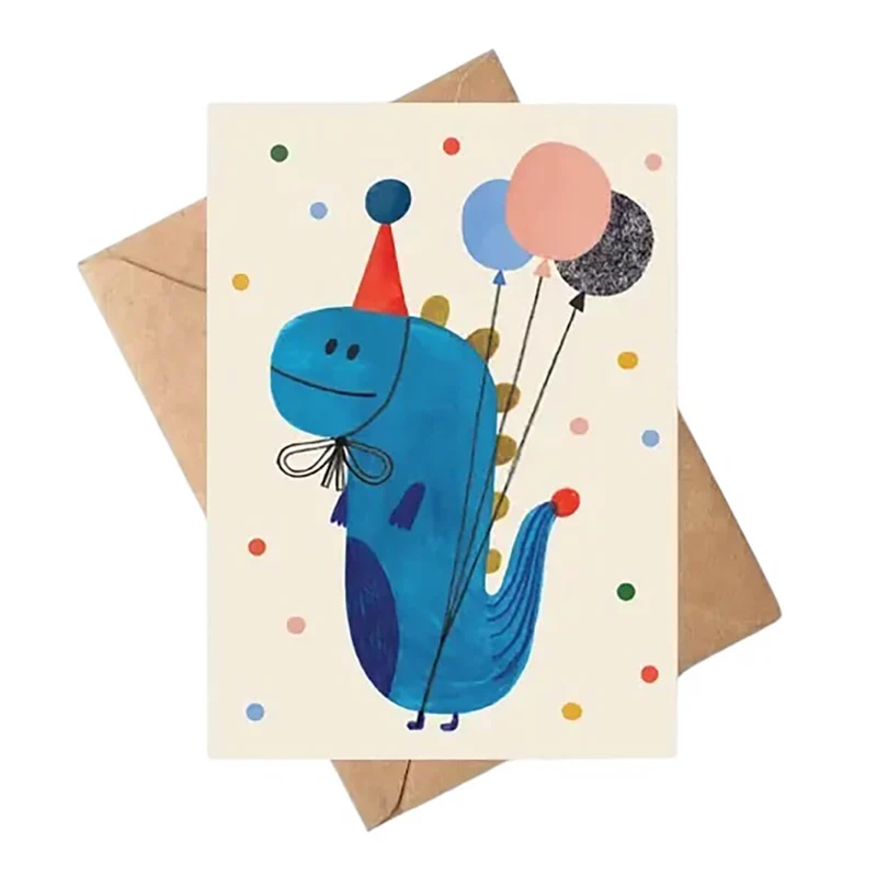 Party Dino Birthday Greetings Card by Daria Solak Illustrations
