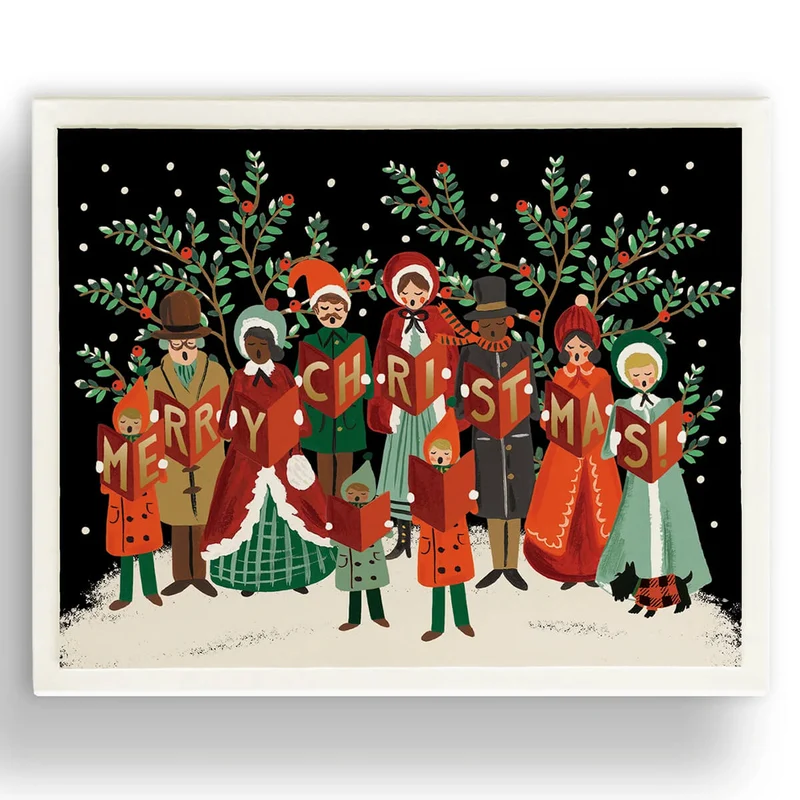Christmas Carollers Christmas Greetings Card (Box of 8) By Rifle Paper Co.