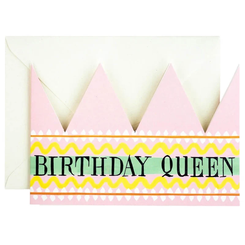 Birthday Queen Party Hat Greetings Card by Hadley