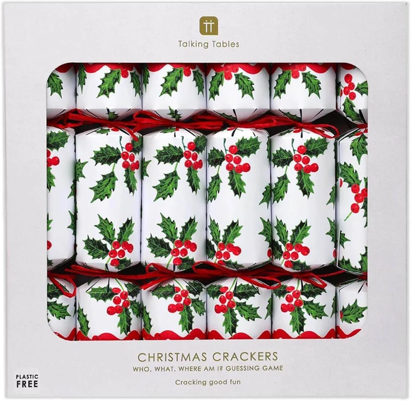 Botanical Holly Christmas Crackers by Talking Tables
