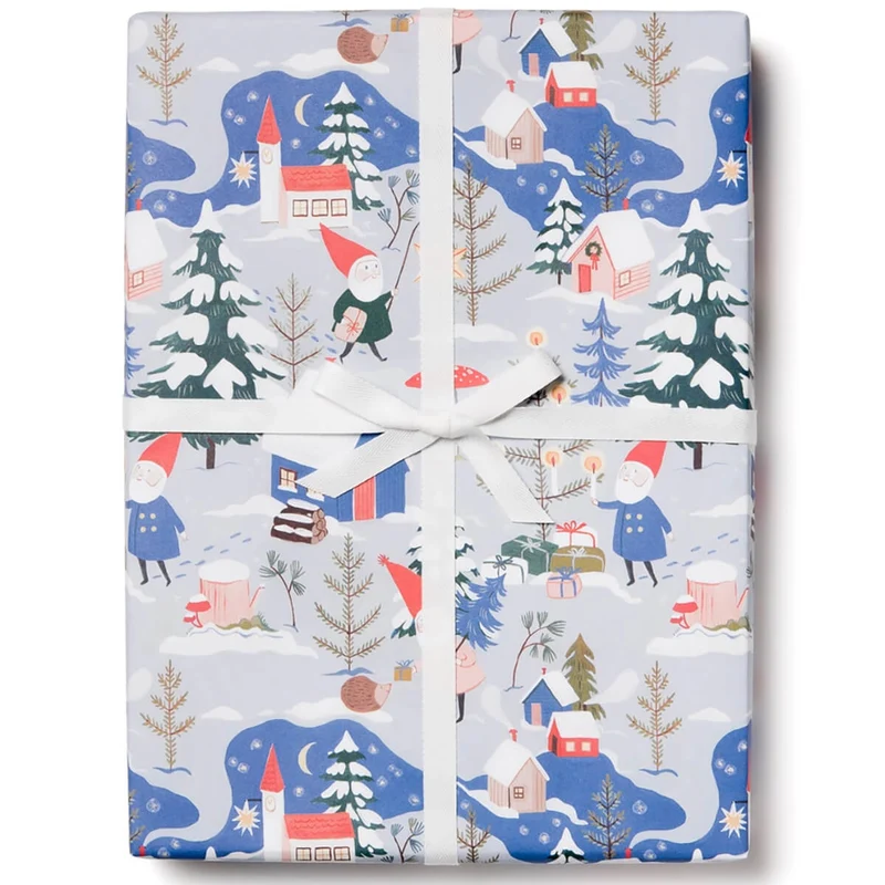 Holiday Gnomes Gift Wrap (3 Sheets) by Red Cap Cards