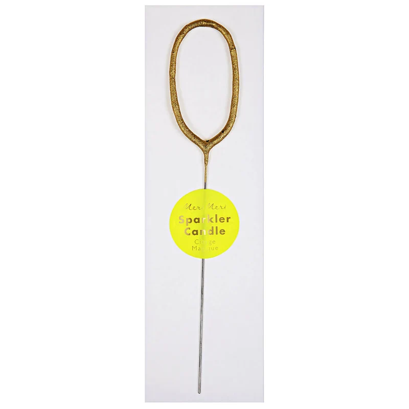 Numbered 0 Sparkler Candle in Gold by Meri Meri
