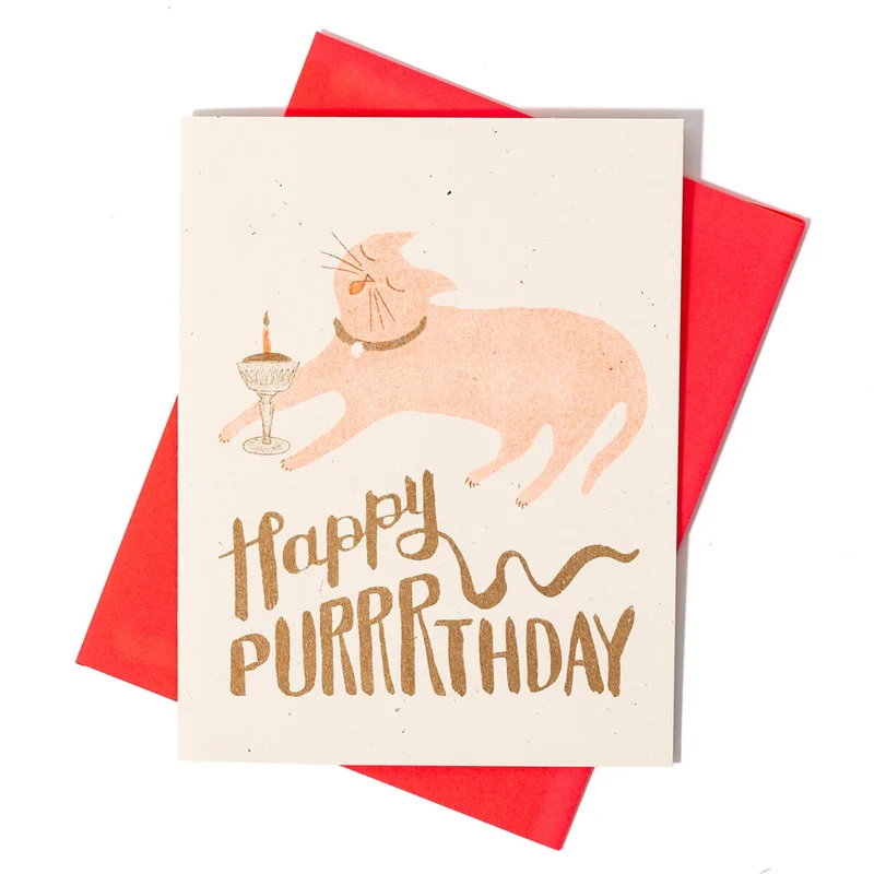 Happy Purrthday Birthday Greetings Card by Bromstad Printing Co.