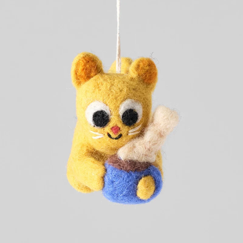 Chino Cat And Mug Felt Decoration by Wrap