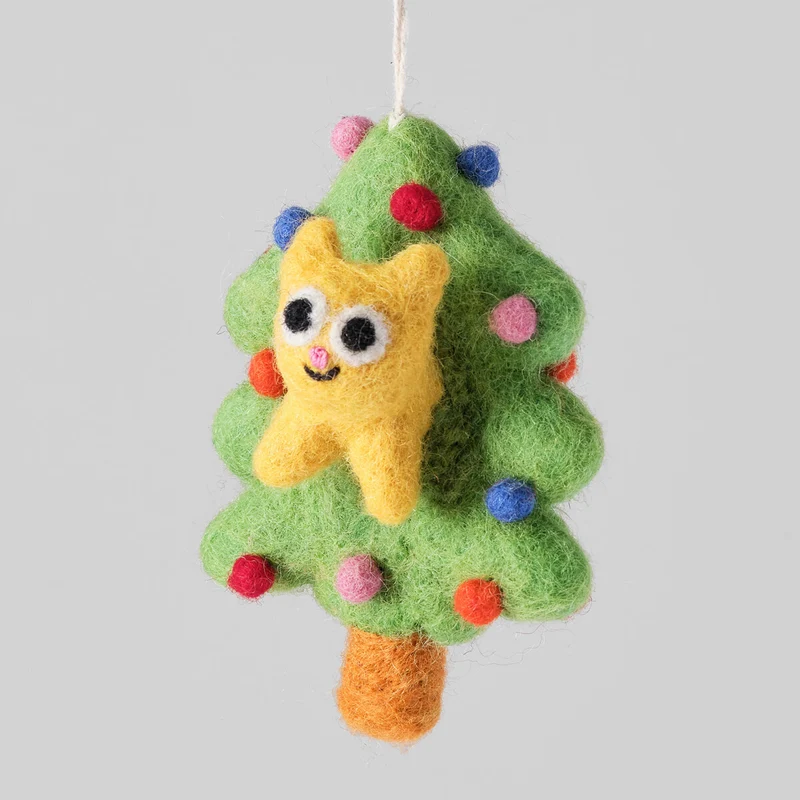 Bobby Cat In A Tree Felt Decoration by Wrap