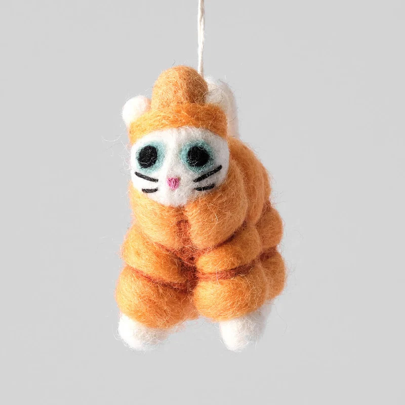 Lee Cat In Orange Puffa Outfit Felt Decoration by Wrap