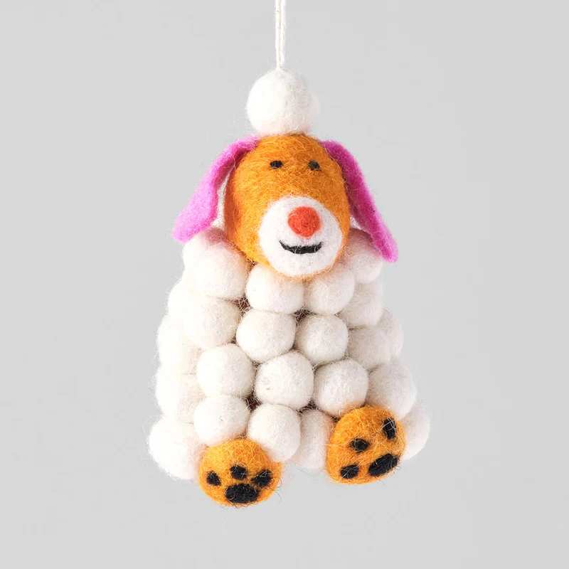 Minu Snowball Dog Felt Decoration by Wrap