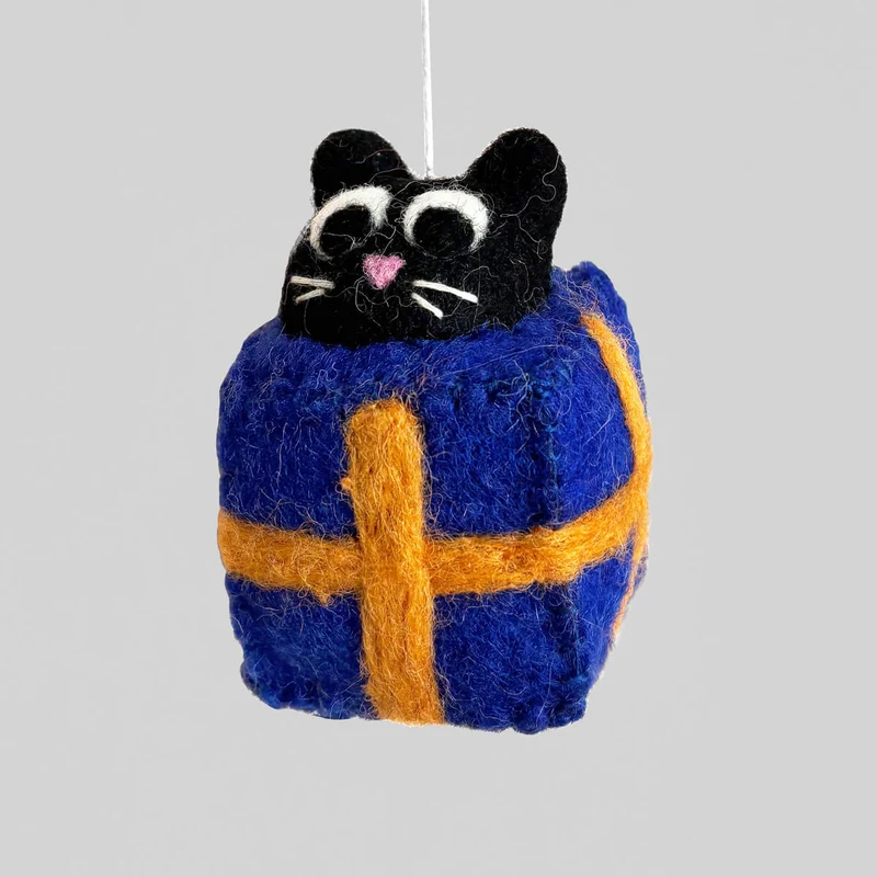 Roland Cat In A Box Felt Decoration by Wrap