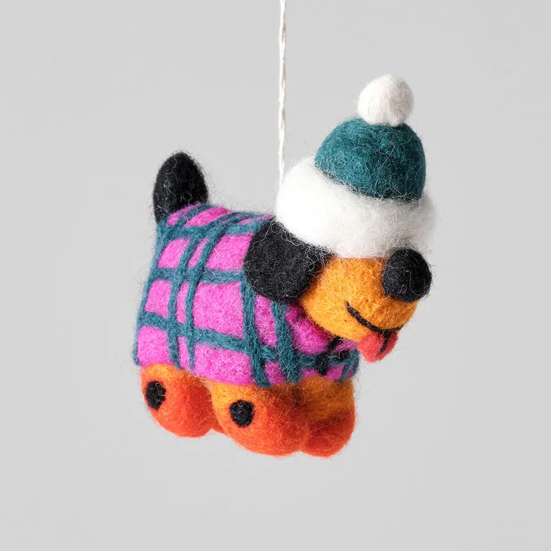 Toots Dog In Hat Felt Decoration by Wrap