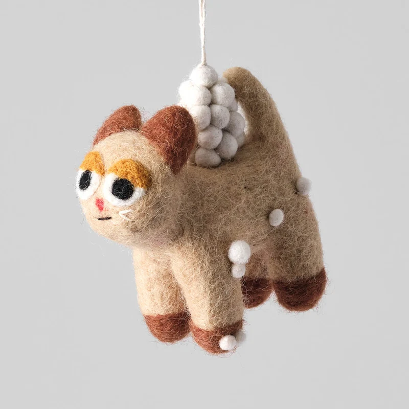 Kelly Cat In Snow Felt Decoration by Wrap