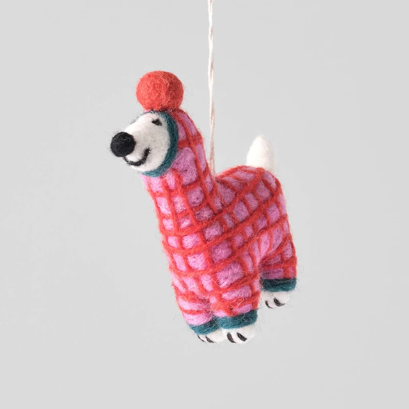 Jayla Dog In Red Onesie Felt Decoration by Wrap